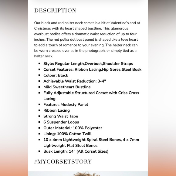 Size 38 Corset story red and black burlesque steel corset with halter top - Picture 15 of 15